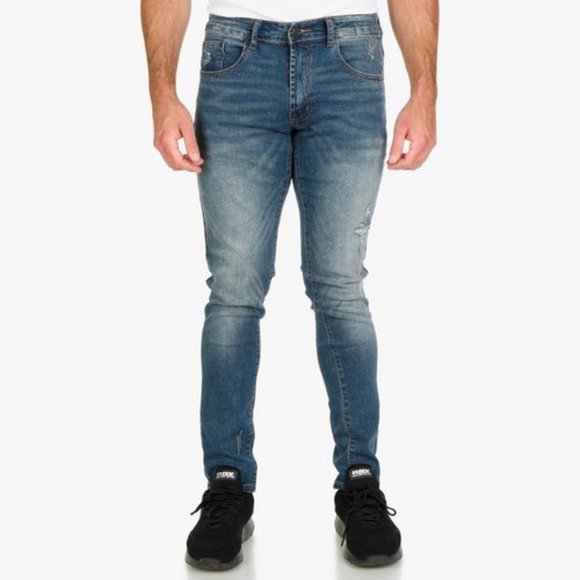 Aeropostal Men's Distressed Skinny Jeans - Dark Wash - Picture 4 of 7